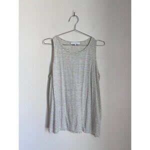FRAME Linen Stripe Tank Top in White/Yellow/Navy Size LARGE